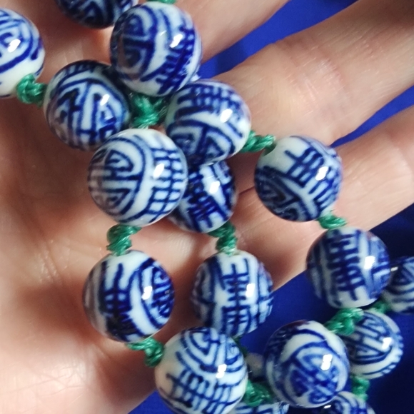 4pc Lot Handpainted Porcelain Shou Beaded Necklace,Braclet & Earrings - Picture 4 of 8